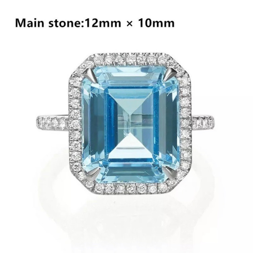 NEW💎Blue Sapphire 925 Sterling Silver Halo Ring - Picture 5 of 7